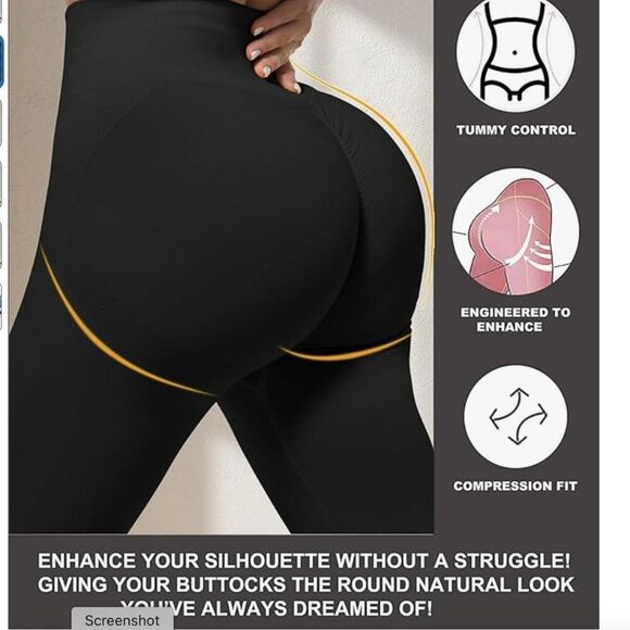 NEW Black Workout Leggings Women Gym Scrunch Butt Lifting Seamless Leggings XXL - Picture 4 of 10